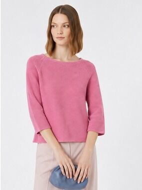 Weekend Max Mara Pink Cotton Yarn Knit Sweater Size XL